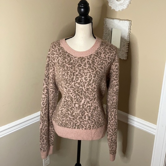 NWT Madewell Leopard Pink Sweater Merino Wool - Picture 4 of 9